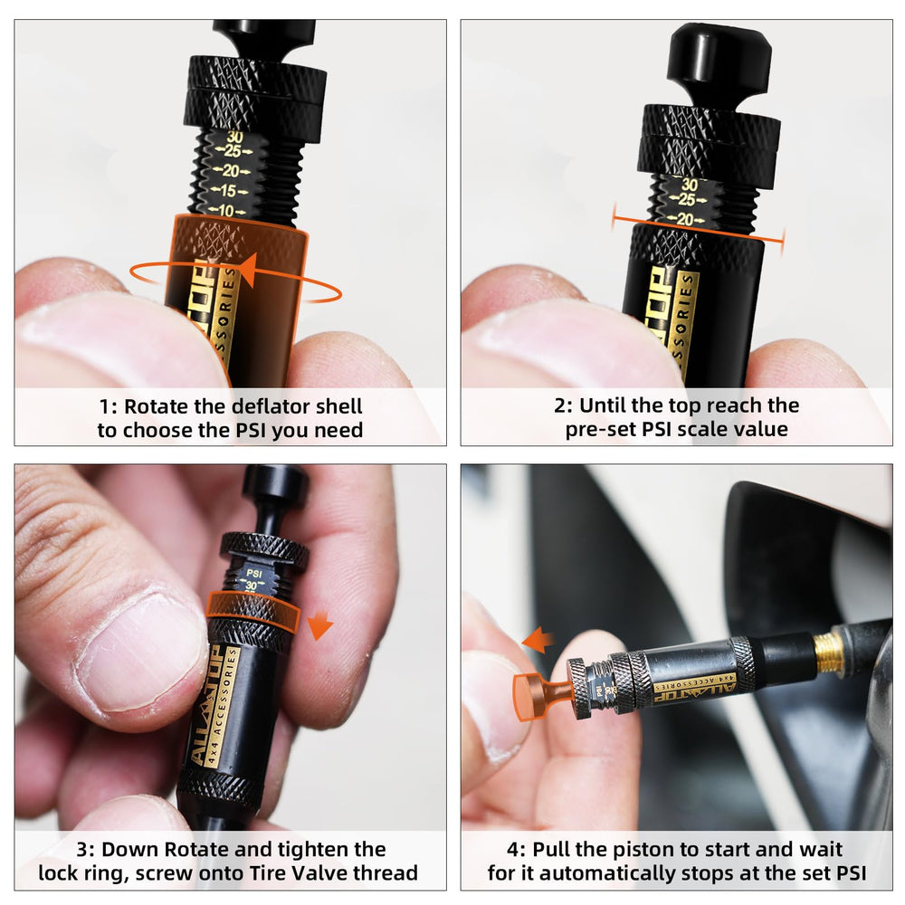ALL-TOP tire deflator valve shell with scale, ideal for fast PSI targets