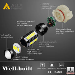 Alla Lighting 6000K xenon white glow from fog light for crisp night visibility