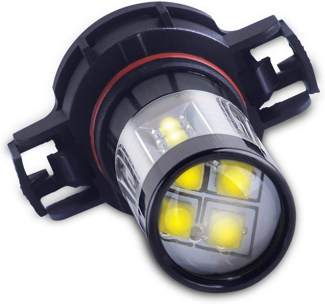 Car fog light upgrade illustration featuring Alla Lighting bulbs