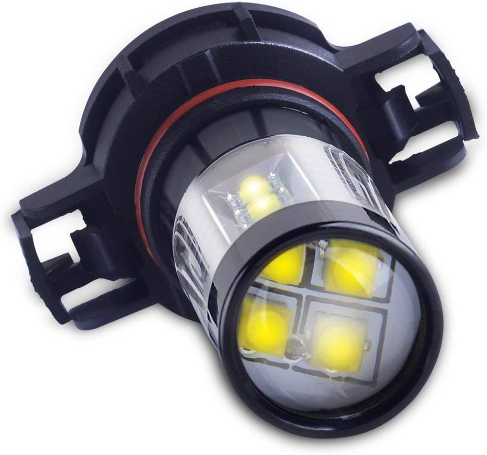 Car fog light upgrade illustration featuring Alla Lighting bulbs