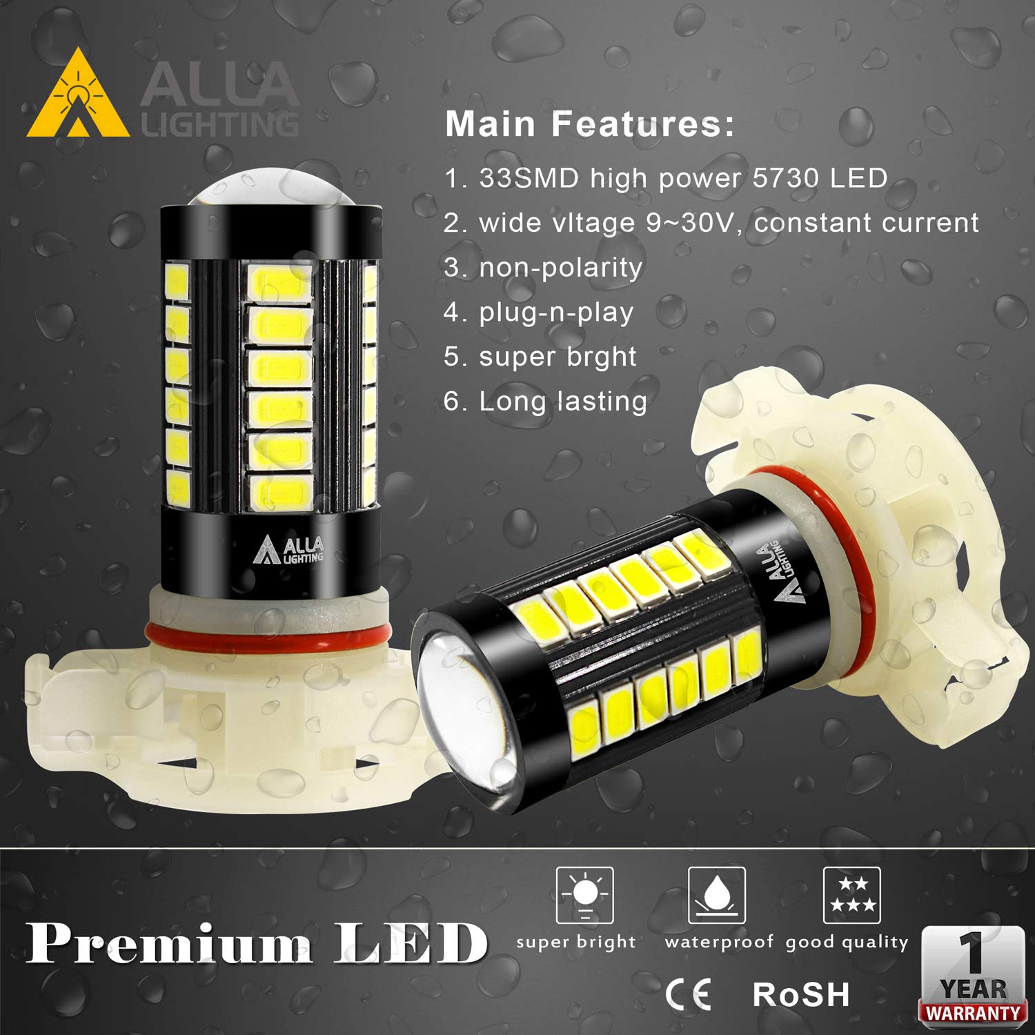 Alla Lighting IP67 waterproof fog light design resisting rain and spray