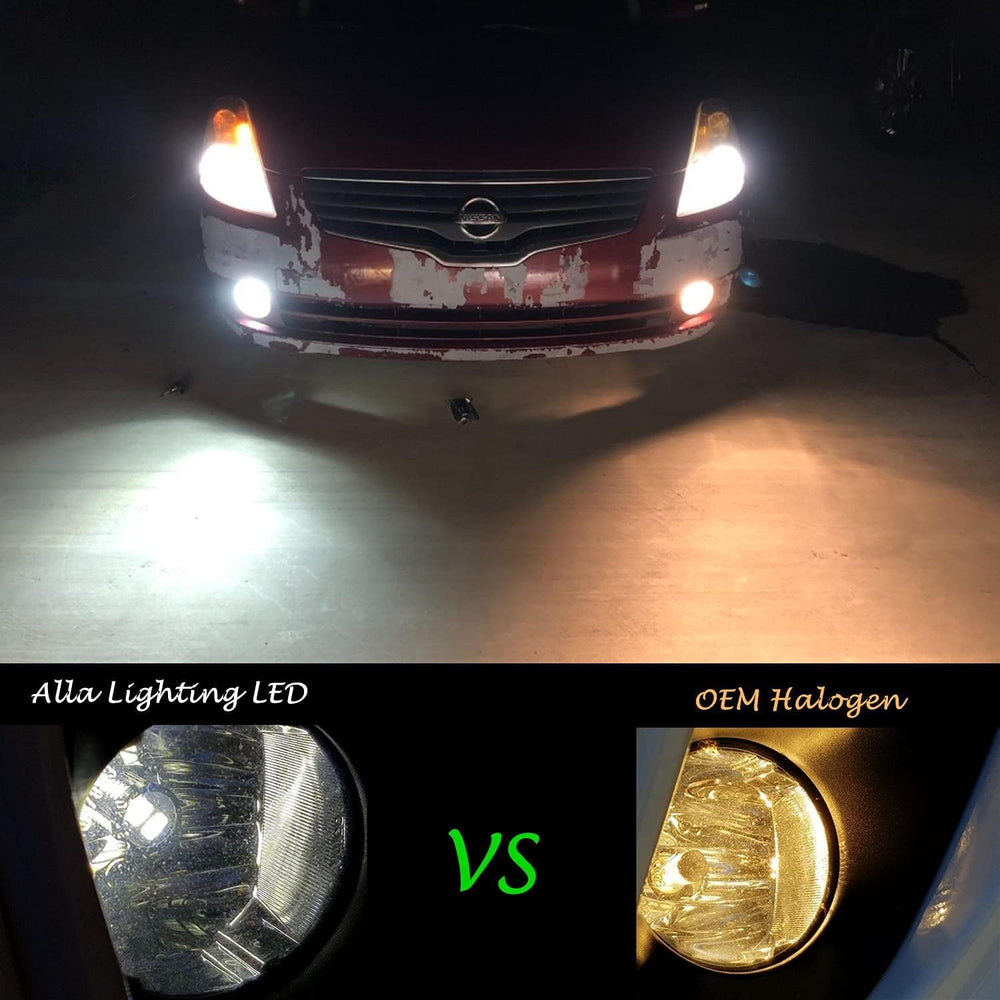 Alla Lighting LED fog lights 360-degree output close-up displays full beam coverage