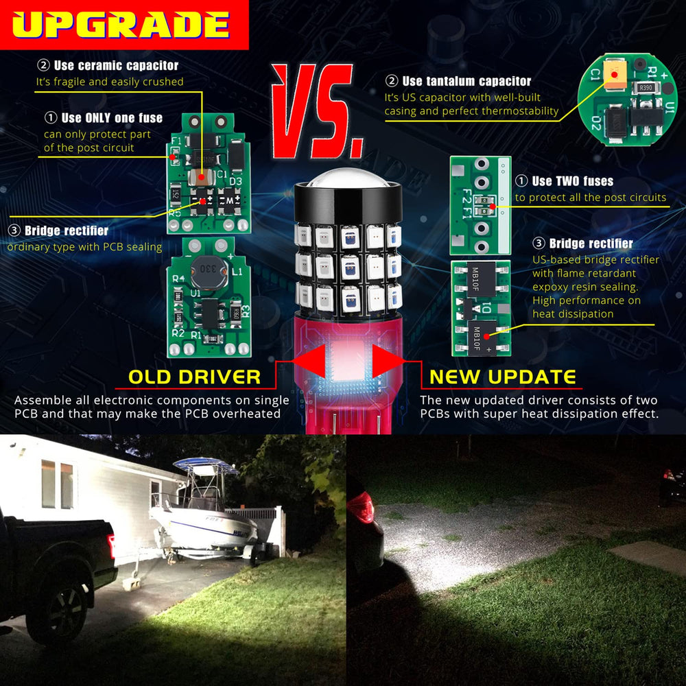 Alla Lighting T25 3156/3157 LED backup reverse lights for better parking visibility