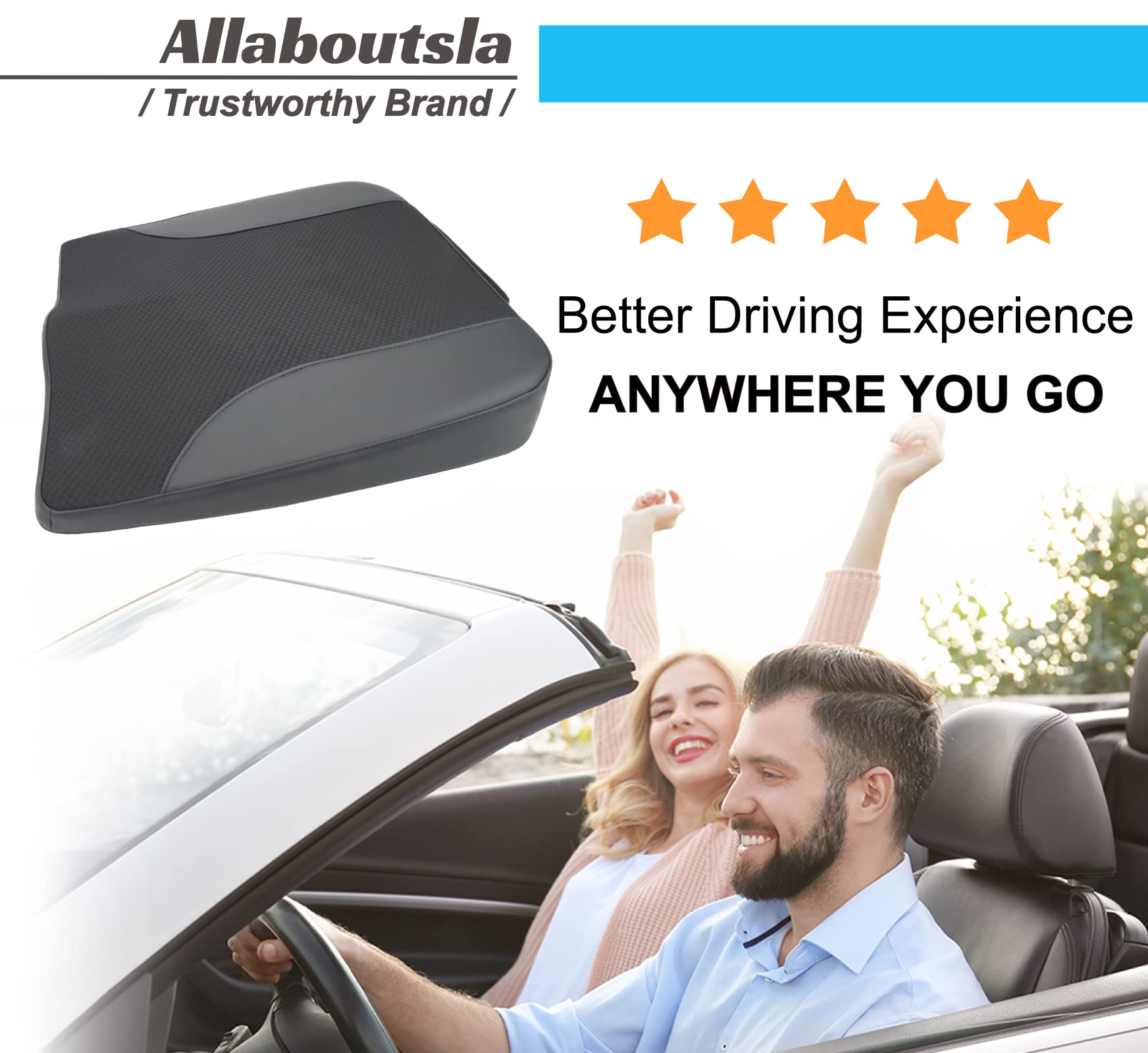 Allaboutsla cushion enhances driving comfort with ergonomic design and pressure relief.