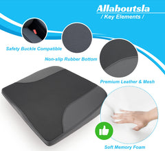 Allaboutsla universal-fit cushion fits many cars, trucks, chairs and wheelchairs.