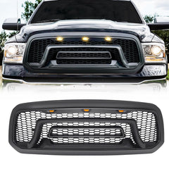 Allinoneparts front grille with amber lights on Ram 1500, rugged look enhancement