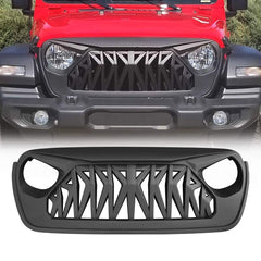 Allinoneparts shark grille on Jeep Wrangler front view with bold matte black finish