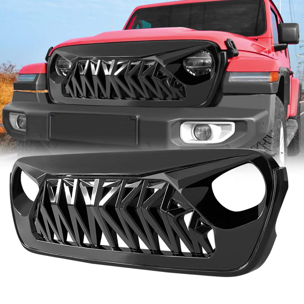 Allinoneparts Front Shark Grille on Jeep Wrangler JL enhances rugged styling.