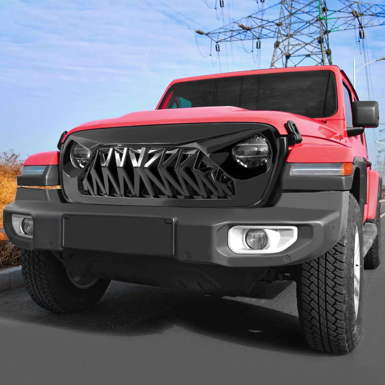 Allinoneparts Jeep Wrangler JL exterior front view with shark grille.