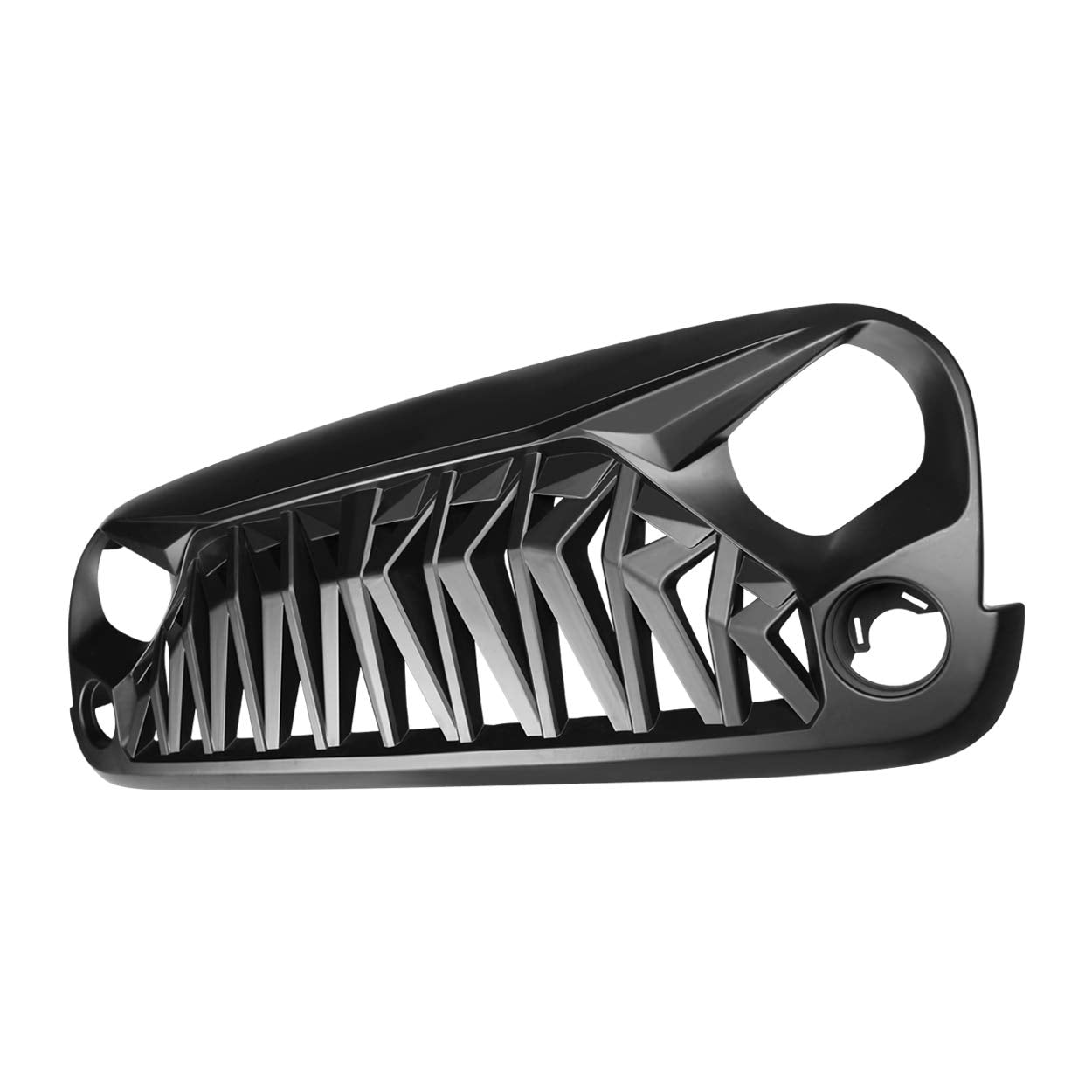Allinoneparts matte black shark grille side profile on Jeep Wrangler JK/JKU.