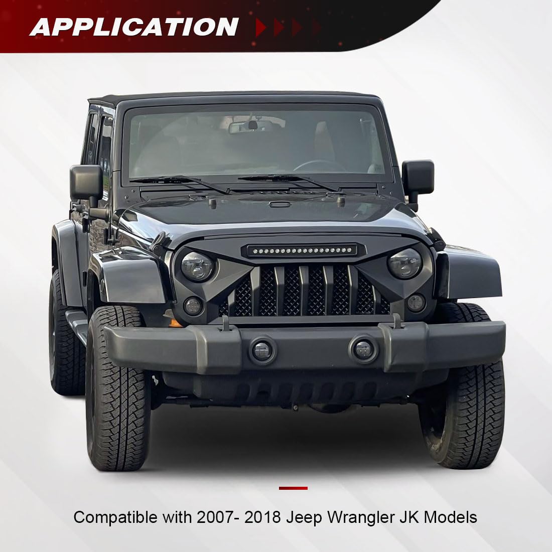 Allinoneparts matte black Vader grille with integrated LED lights for rugged appeal