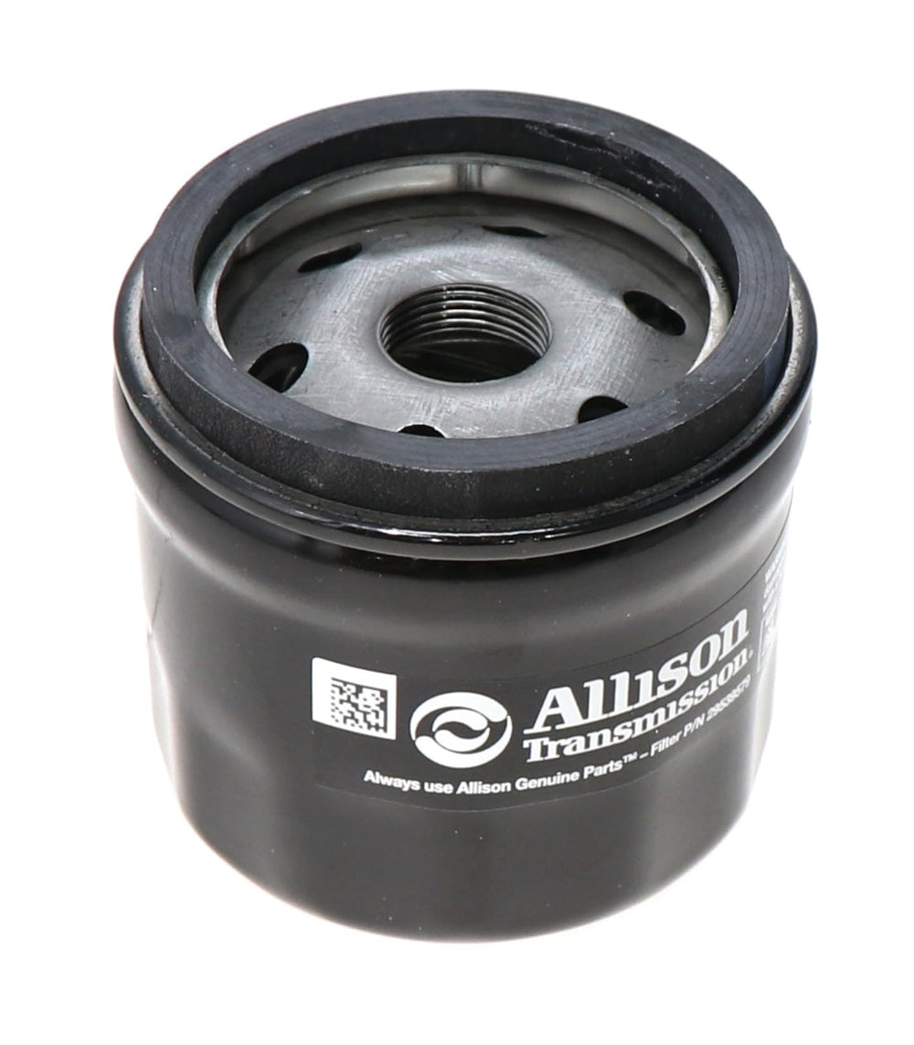 Allison Transmission filter packaging confirms genuine part for reliable maintenance and longevity.
