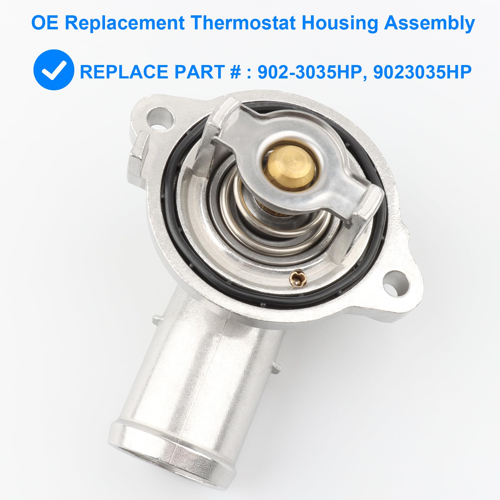 Allmotorparts upgrade aluminium thermostat housing demonstrates compatibility with 3.6L Chrysler and Dodge engines