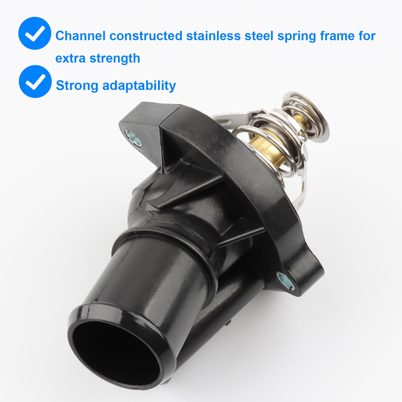 Allmotorparts thermostat housing assembly compatible models image indicates broad fit range.