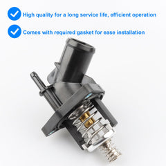 Allmotorparts thermostat housing assembly installed in engine area for cooling system compatibility.