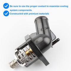 Allmotorparts thermostat housing assembly packaging shown ready for installation.