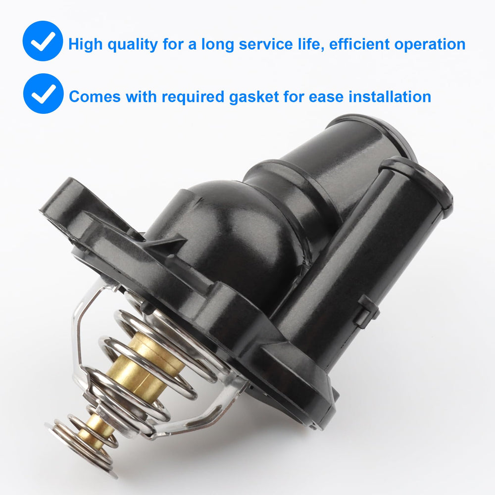 Allmotorparts thermostat housing assembly top view highlights precise mounting surface.