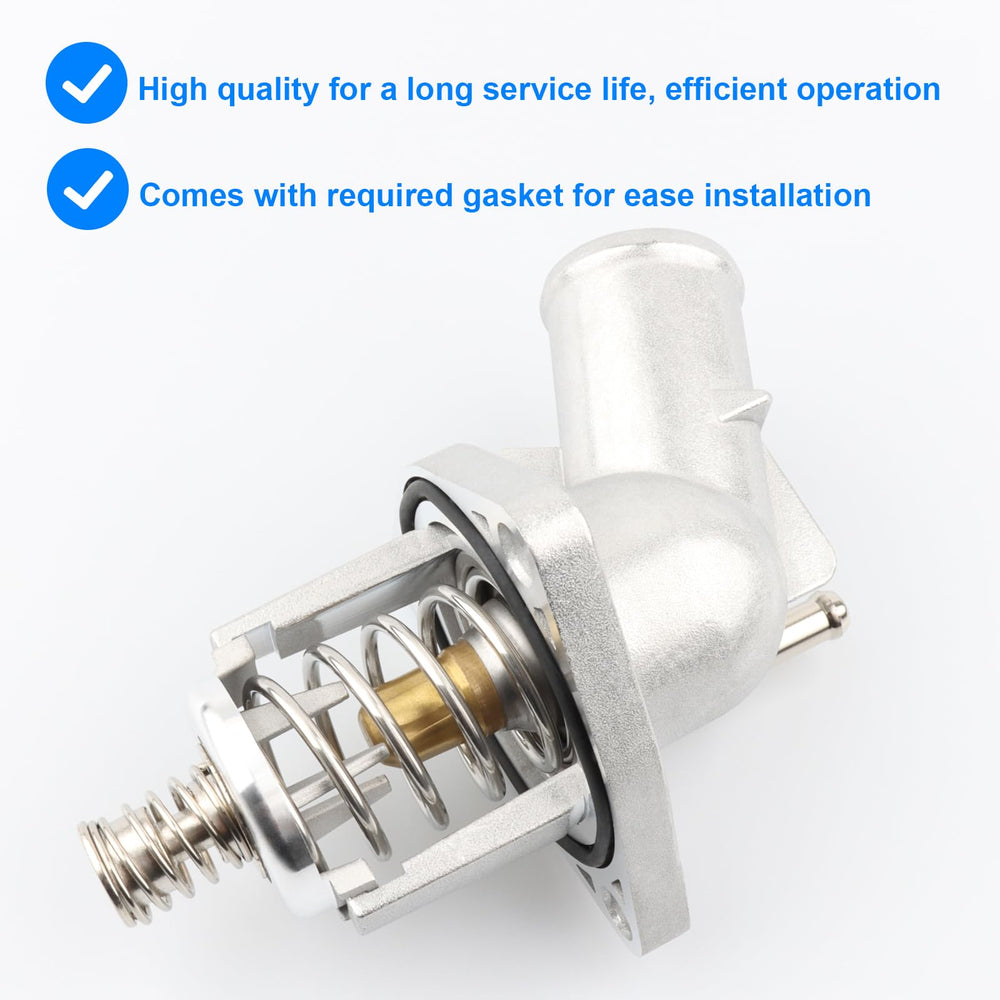 Allmotorparts thermostat housing engine-side—robust aluminium design supports coolant flow.