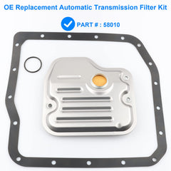 Allmotorparts transmission filter kit 58010 pan removal view shows easy access during replacement.