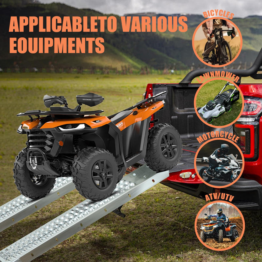 Alloy Steel Ramp supports lawn mowers, dirt bikes, and ATVs with high capacity.