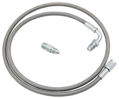 Allstar Performance 46100 braided hose assembly for clutch line with chrome finish.