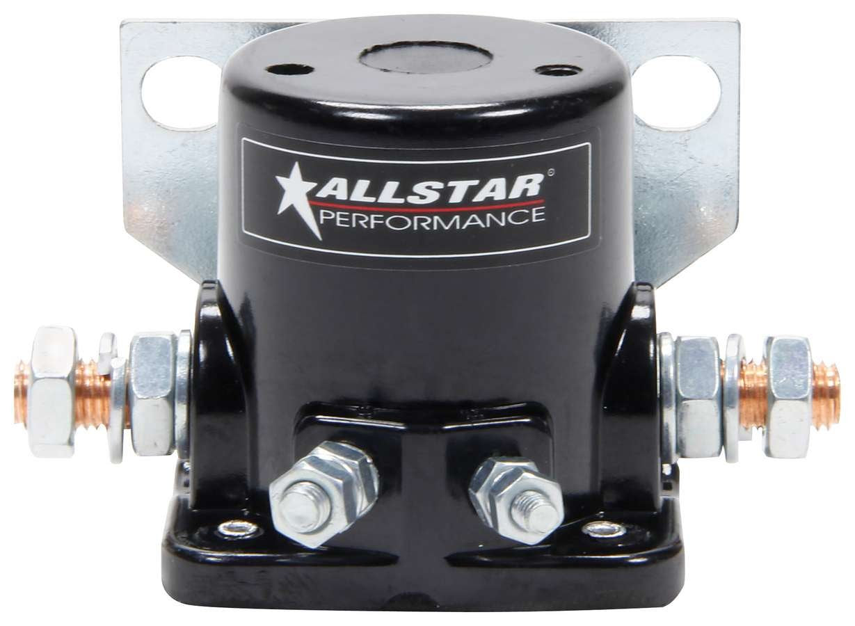 Allstar Performance black starter solenoid for Ford-style high-torque starters, easy mounting.