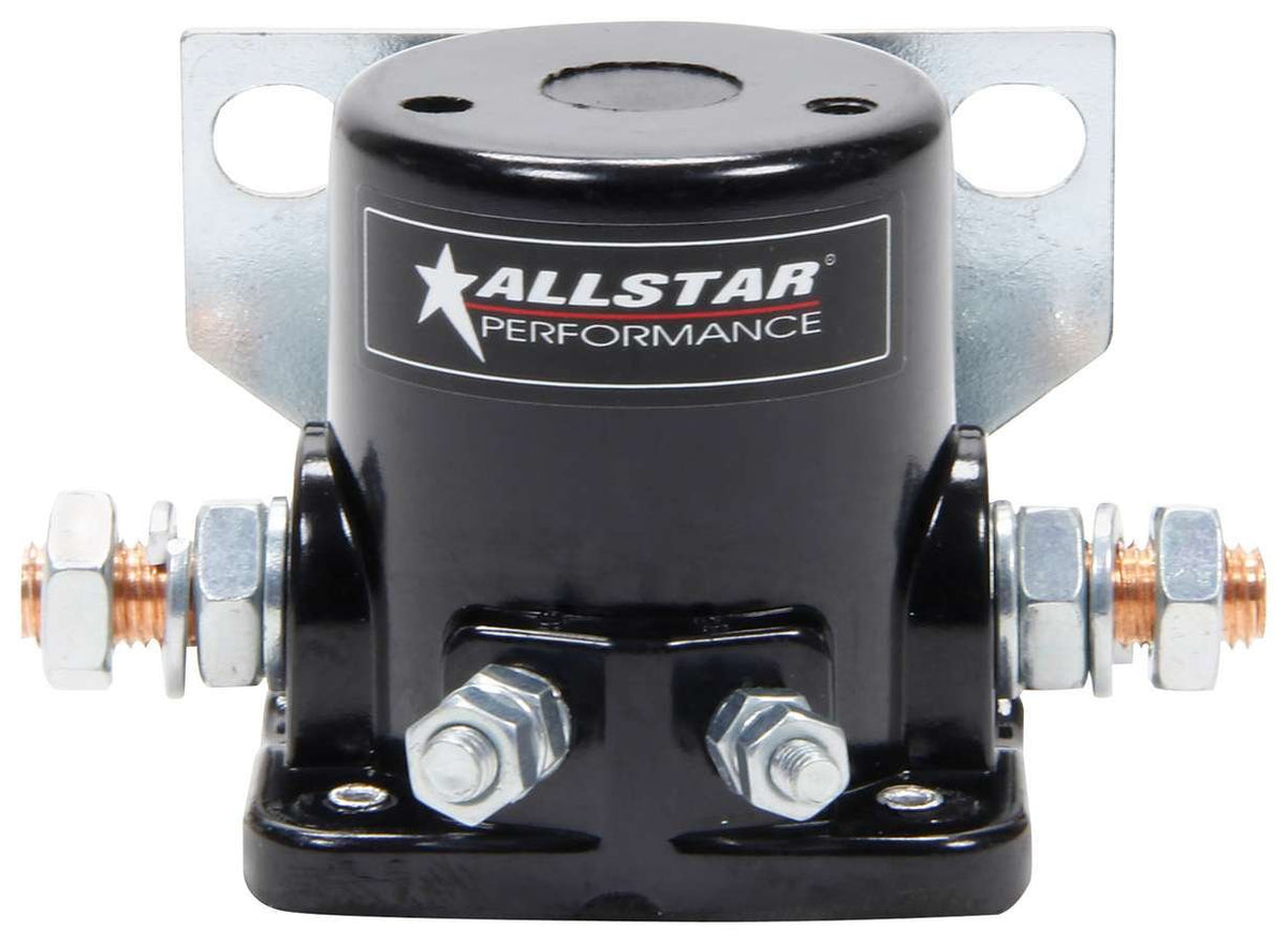 Allstar Performance black starter solenoid for Ford-style high-torque starters, easy mounting.