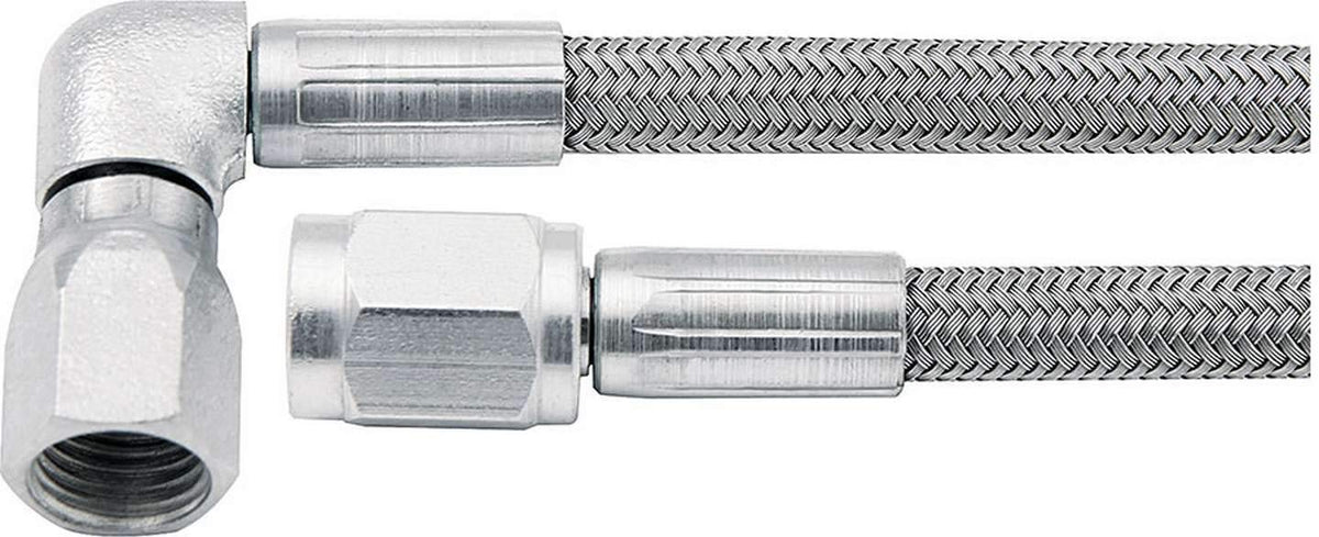 Allstar Performance AN hose assembly, braided stainless, PTFE lining, for durable high-pressure automotive fluid connections.