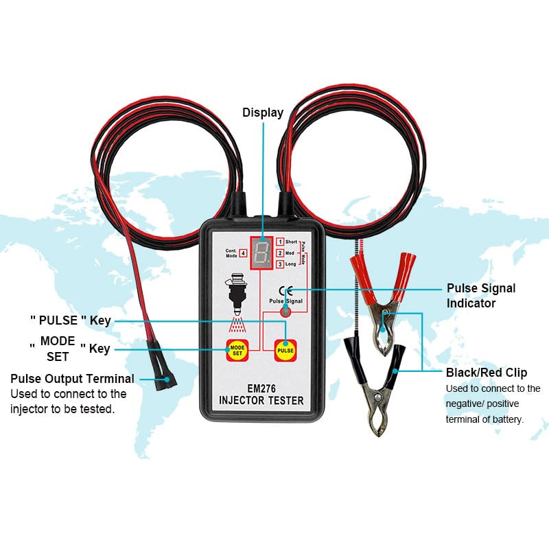 Allsun EM276SET works with any fuel pressure tester for diagnostics