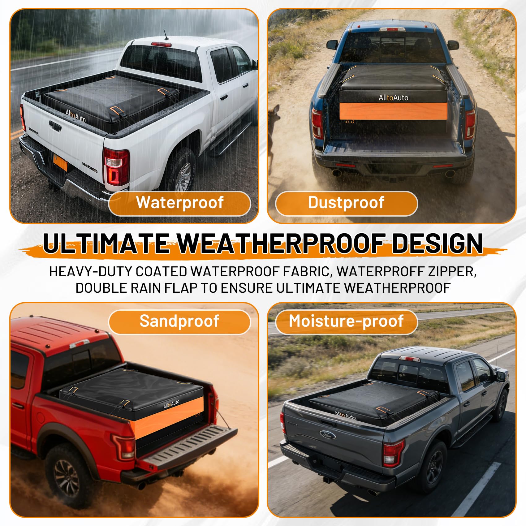 AlltoAuto heavy-duty 600D fabric close-up shows rugged tear resistance