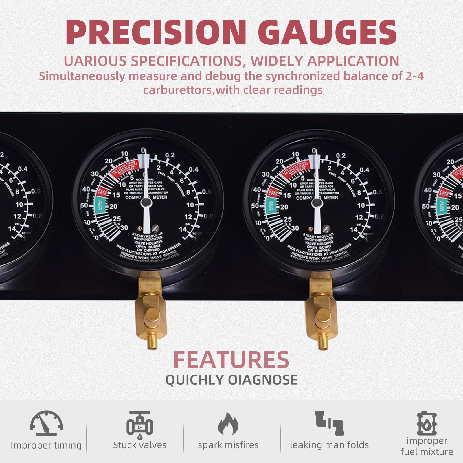 Alltooetools carb synchronization gauges with damping controls for accurate balancing