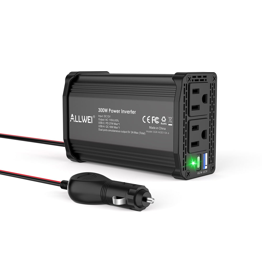 ALLWEI 300W inverter front view for road power and travel