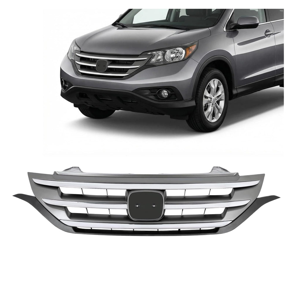 ALMULOO front grille for Honda CR-V 2012-2014 with chrome finish enhances exterior style.