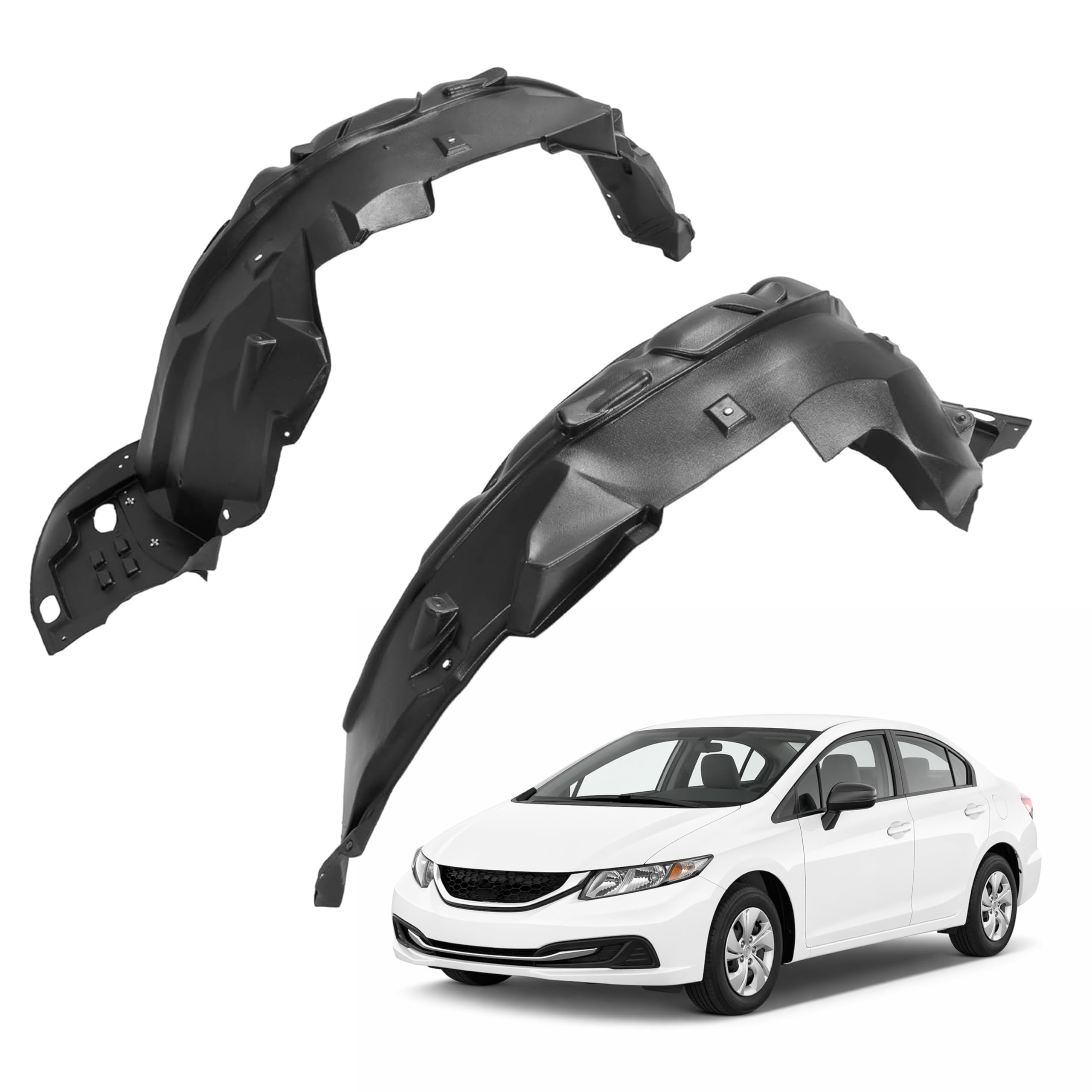 ALMULOO front left fender inner liner for Honda Civic improves wheel-well cleanliness.