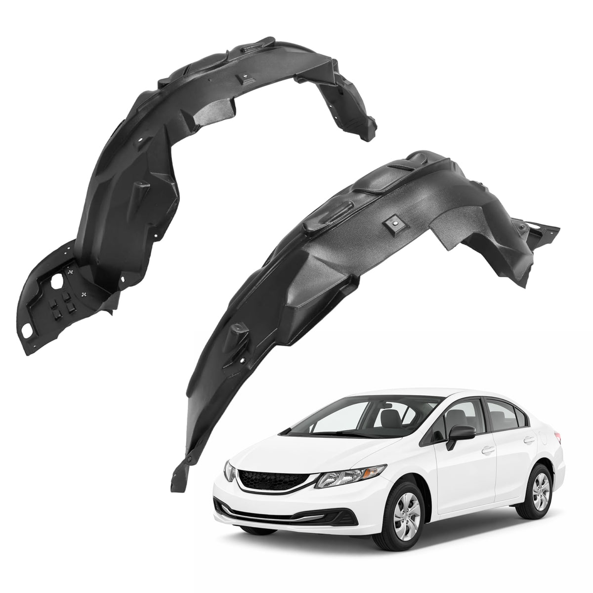 ALMULOO front left fender inner liner for Honda Civic improves wheel-well cleanliness.
