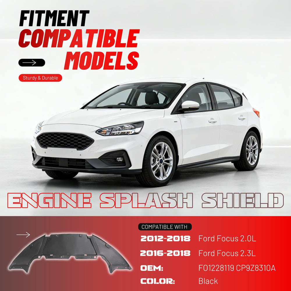 ALMULOO Ford Focus Electric splash shield 2015-2018 side view easy install