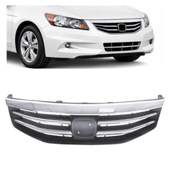 ALMULOO front upper grille for 2011-2012 Accord sedan in black chrome enhances style and fit.
