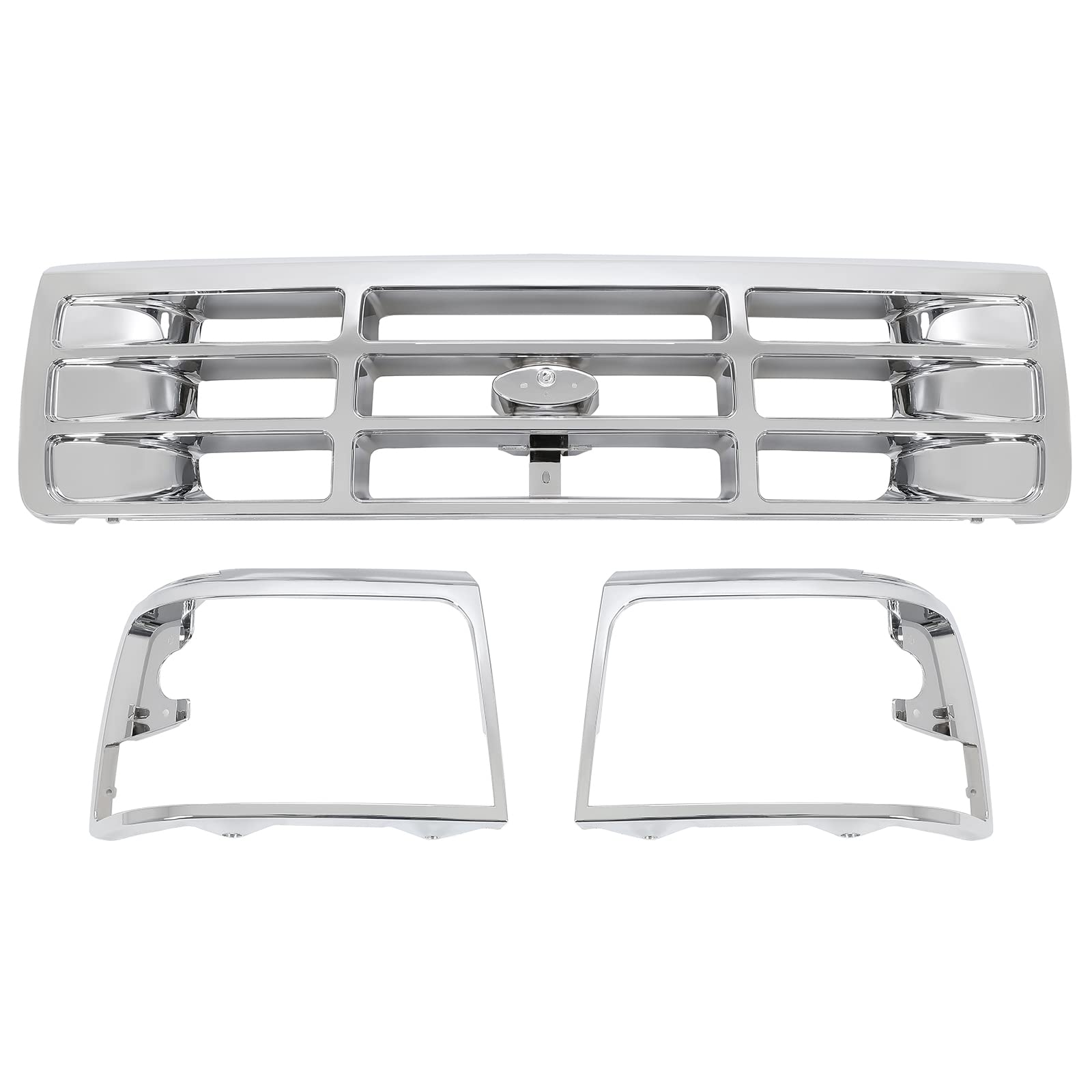 ALMULOO grille in silver front view enhances Bronco look with durable ABS