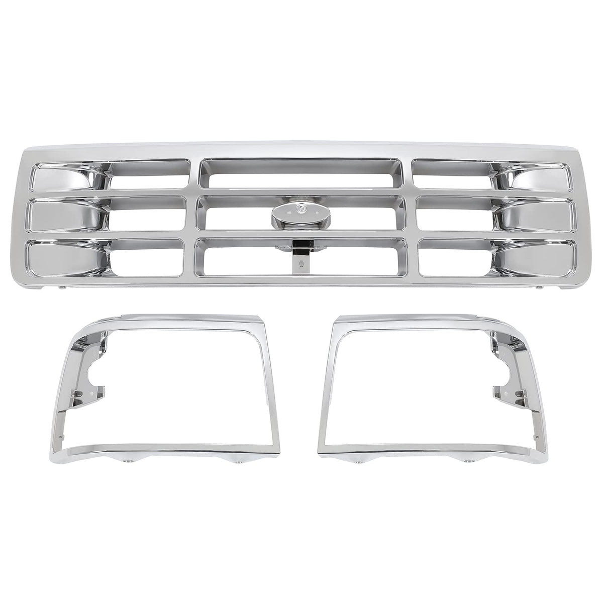 ALMULOO grille in silver front view enhances Bronco look with durable ABS