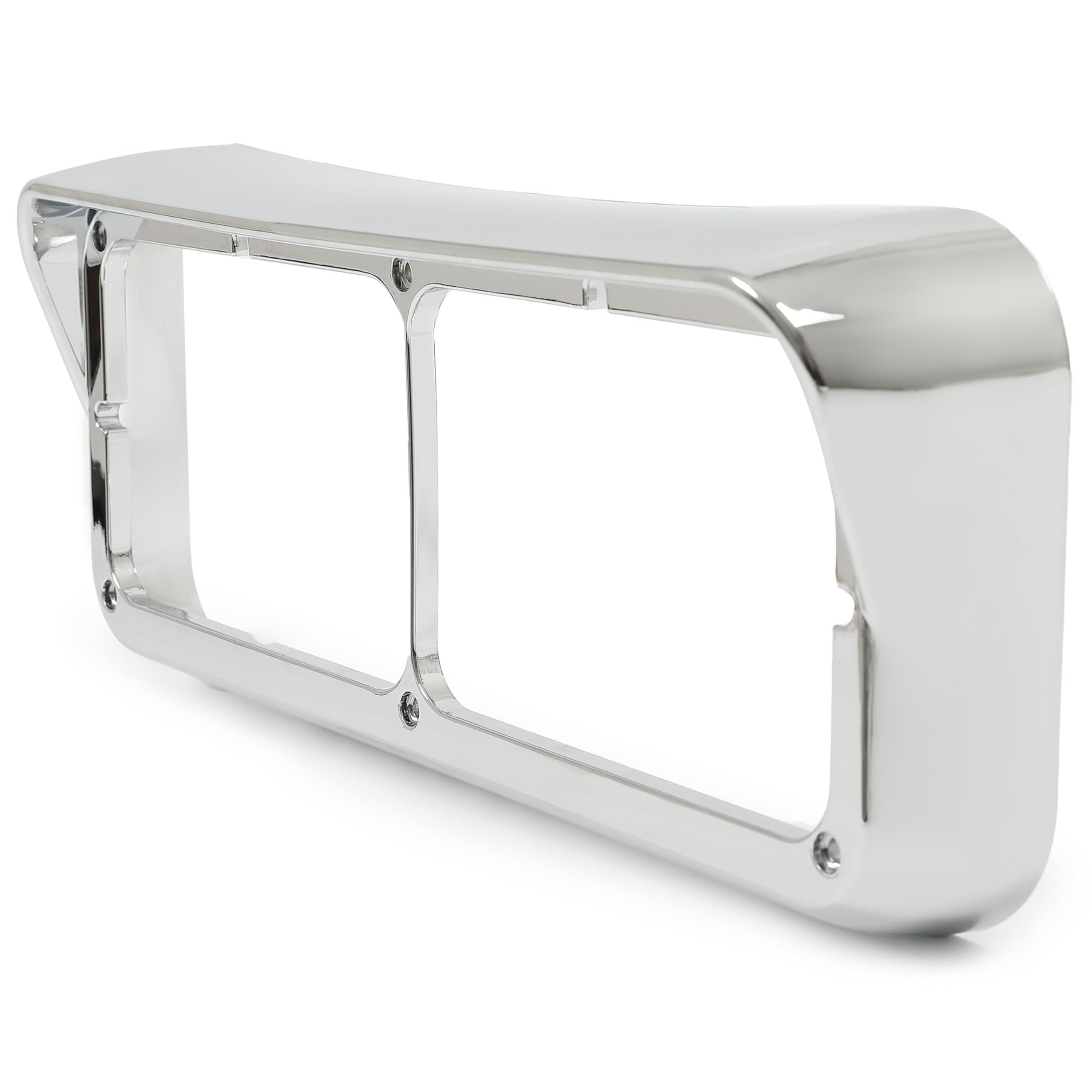 ALMULOO chrome headlight bezel with visor for Freightliner FLD XL left shields lamps from spray.