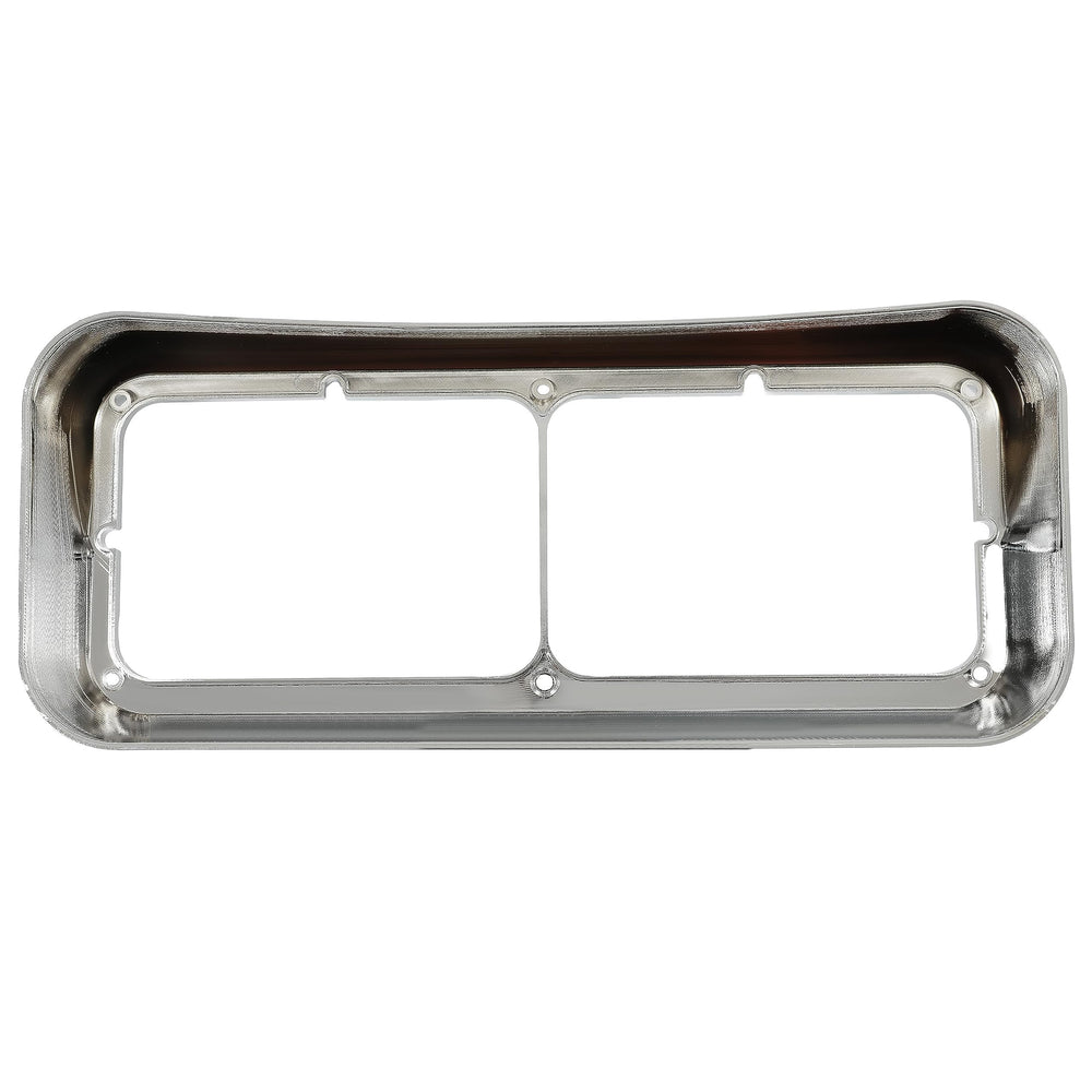 ALMULOO chrome headlight bezel with visor for Peterbilt 378 left guards headlights from debris.