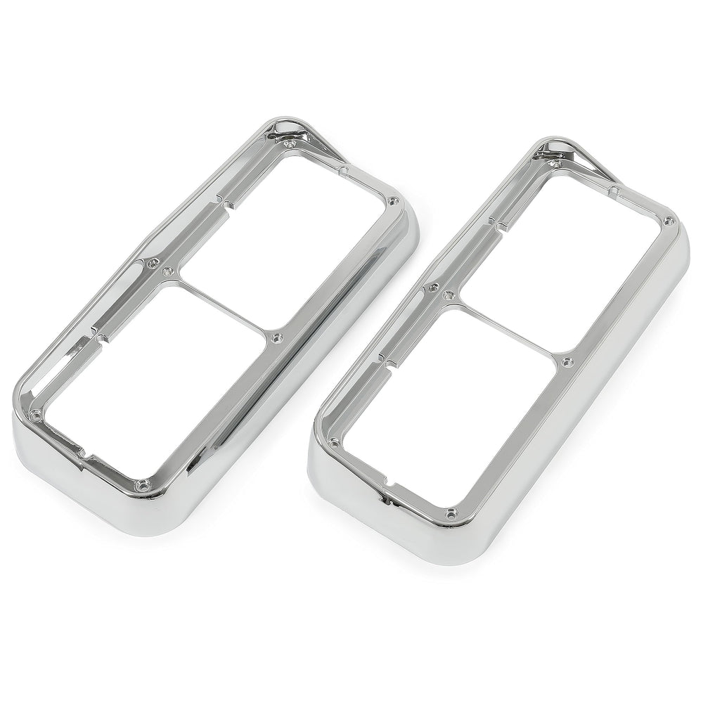 ALMULOO chrome headlight bezel with visor for Peterbilt 378 right protects lights from weather.