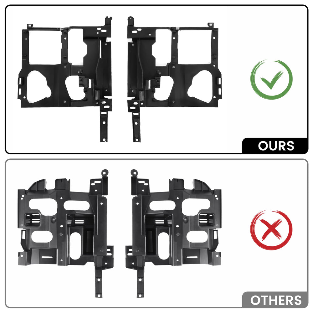 ALMULOO headlight bracket close-up shows durable black PP material built for weather resilience.