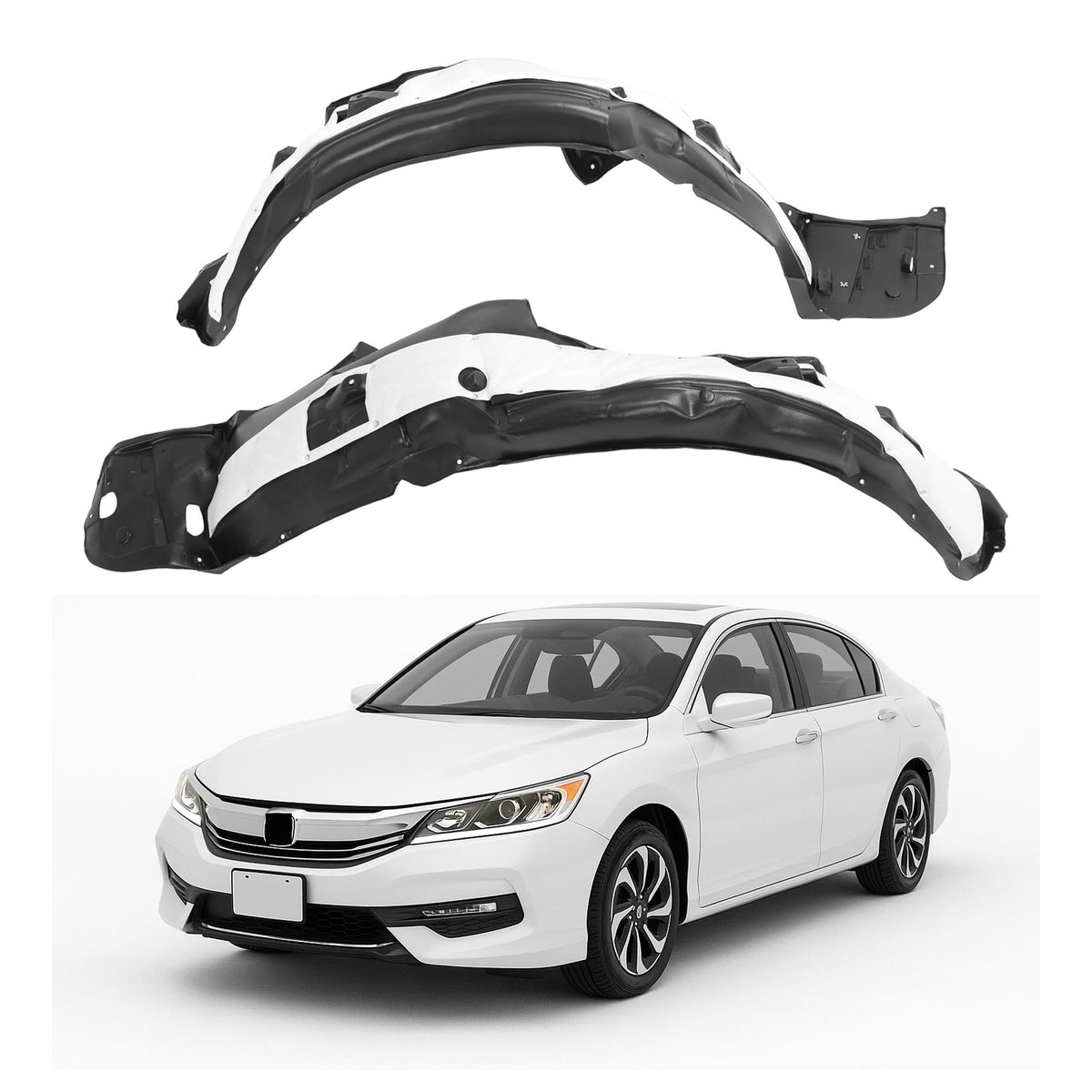 ALMULOO Fender liner pair for 2016-2017 Honda Accord, left and right, wheel arches protected