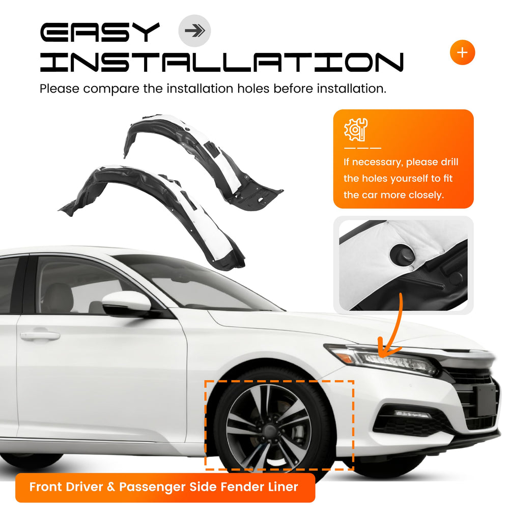 Durable PE plastic fender liners by ALMULOO for Honda Accord wheel wells