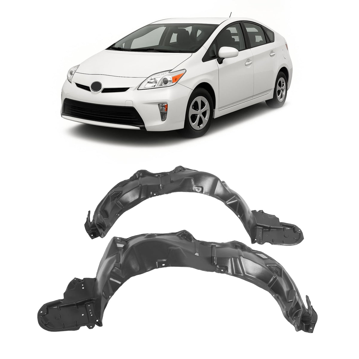 ALMULOO Prius front fender liner left view protects wheel well from debris