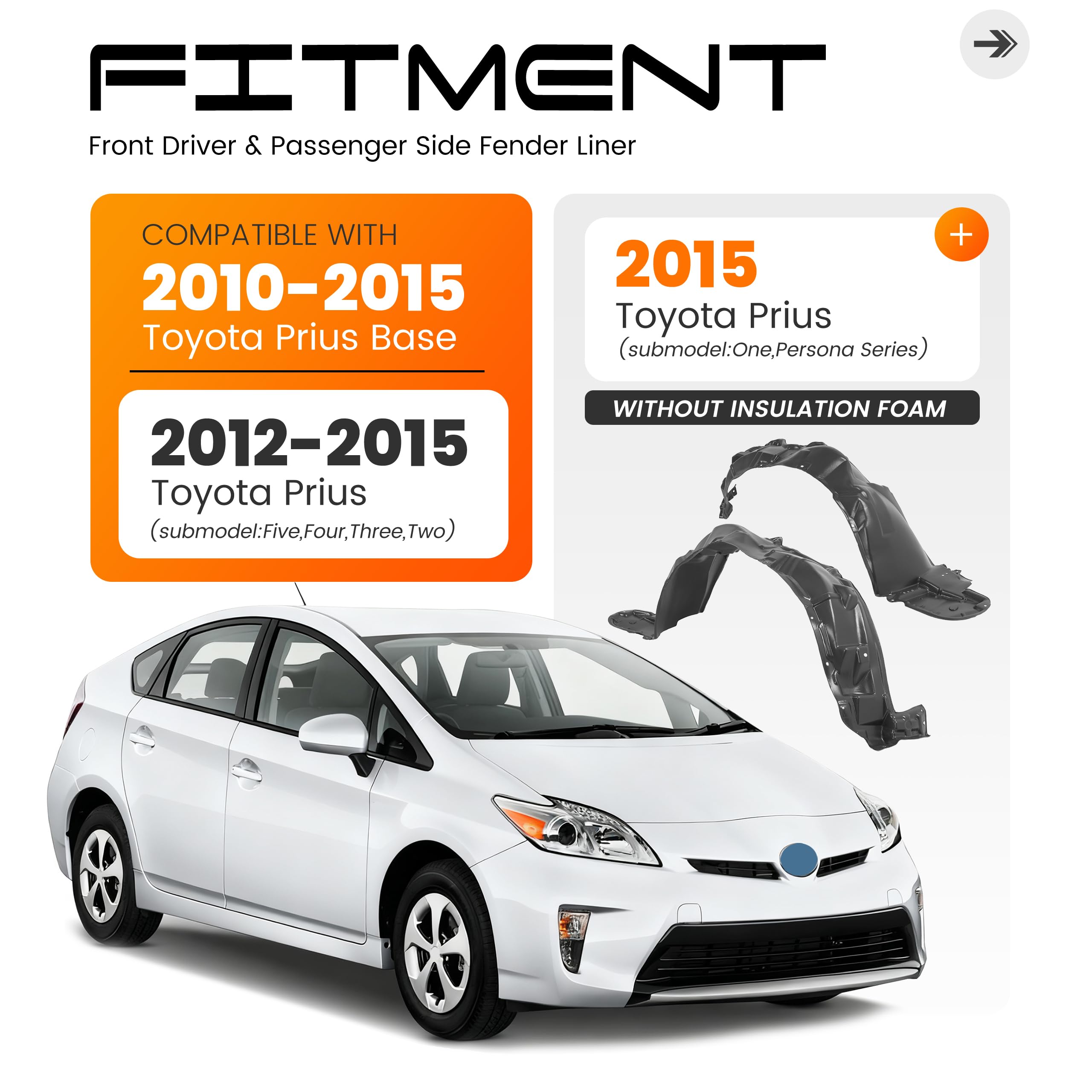 ALMULOO Prius front fender liner right view shields wheels from gravel