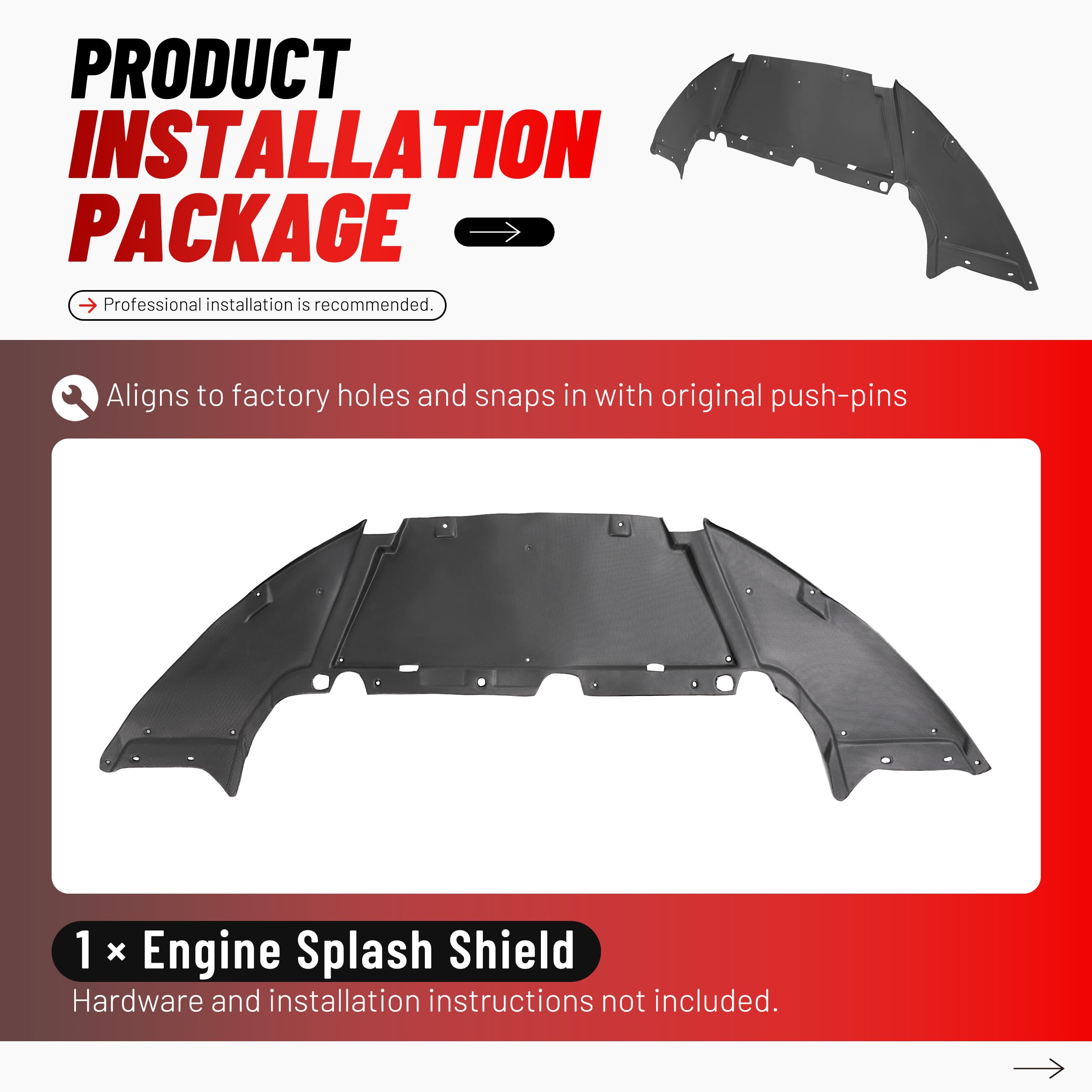ALMULOO splash shield side view with mounting points visible