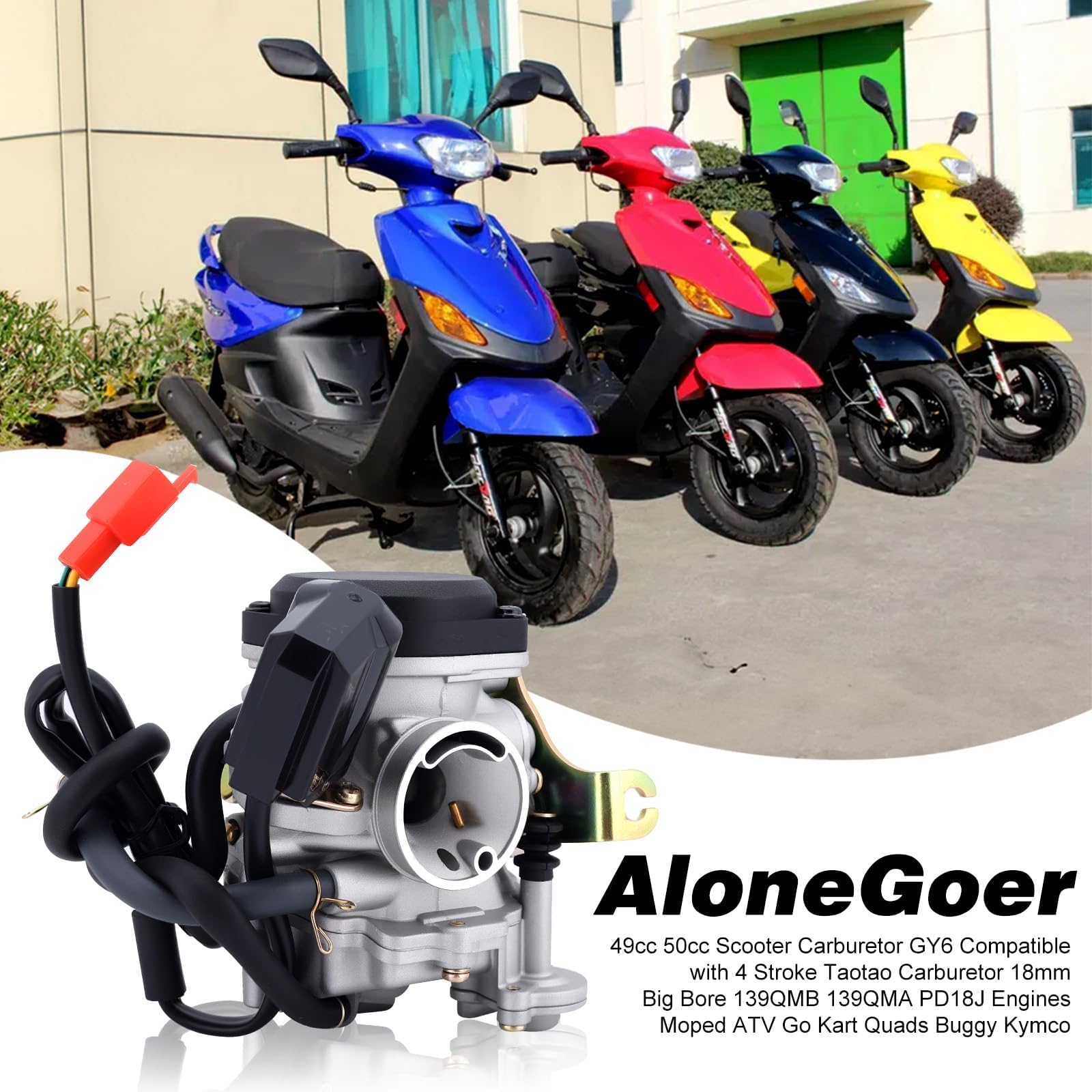 AloneGoer Gy6 carburetor with 28mm outer intake diameter for secure fit