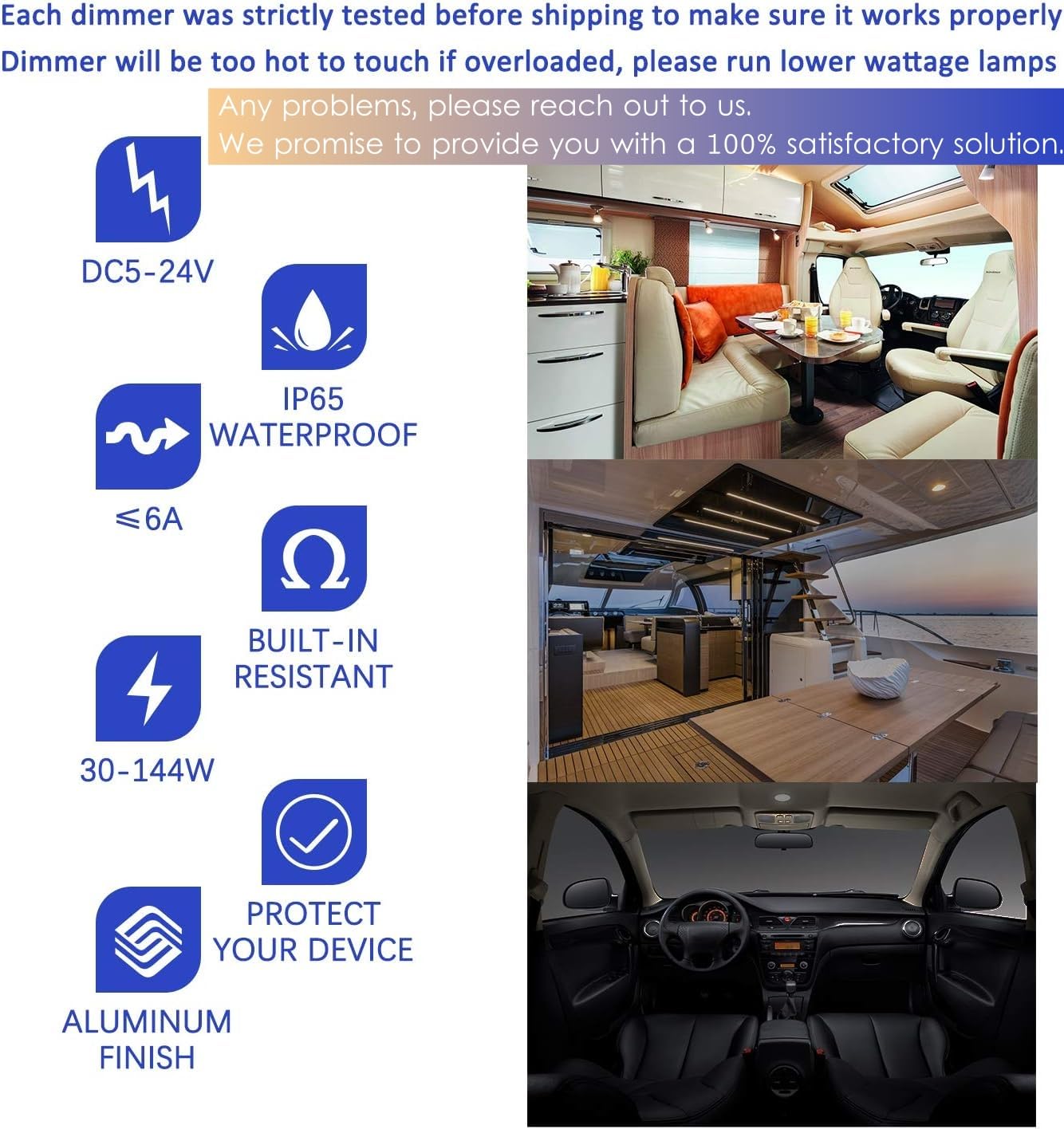 ALOVECO dimmer on an RV dashboard illustrating versatile usage.